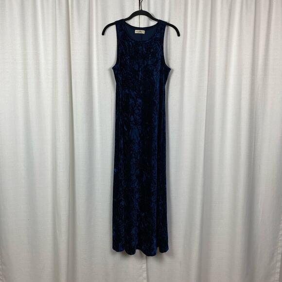 Natural Life Dark Blue Crushed Velvet Sleeveless Maxi Dress Sz.XS - Picture 5 of 14